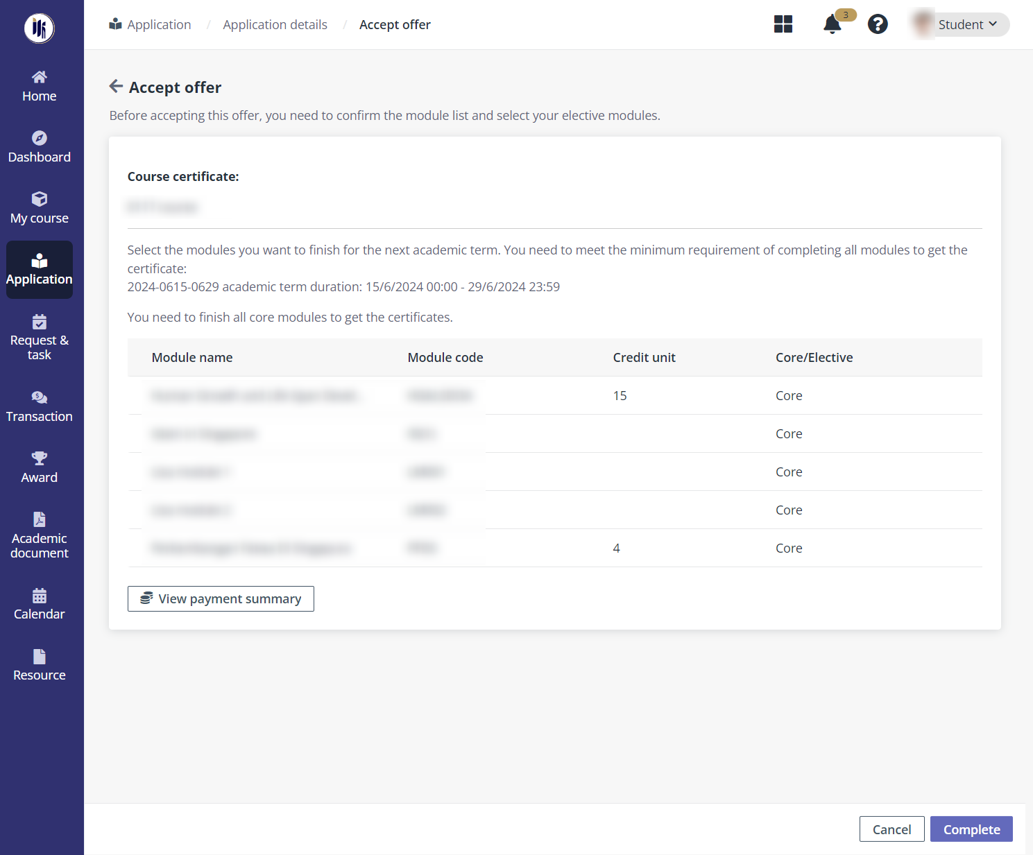 Confirm module list.