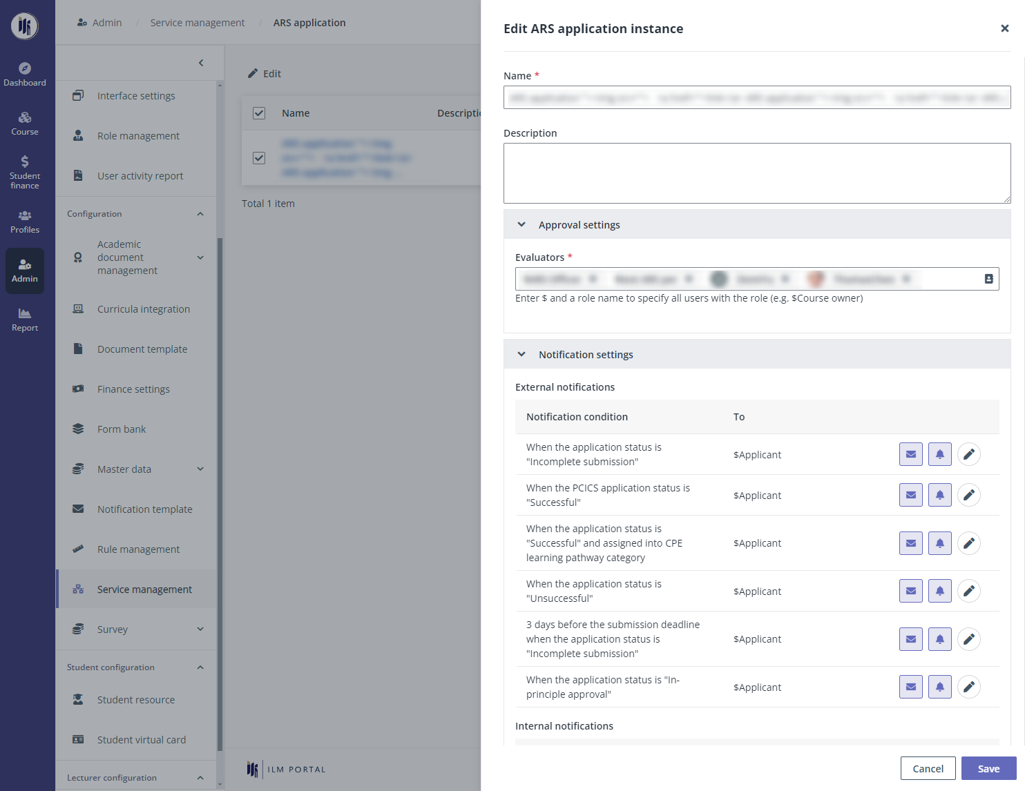Edit ARS application instance.
