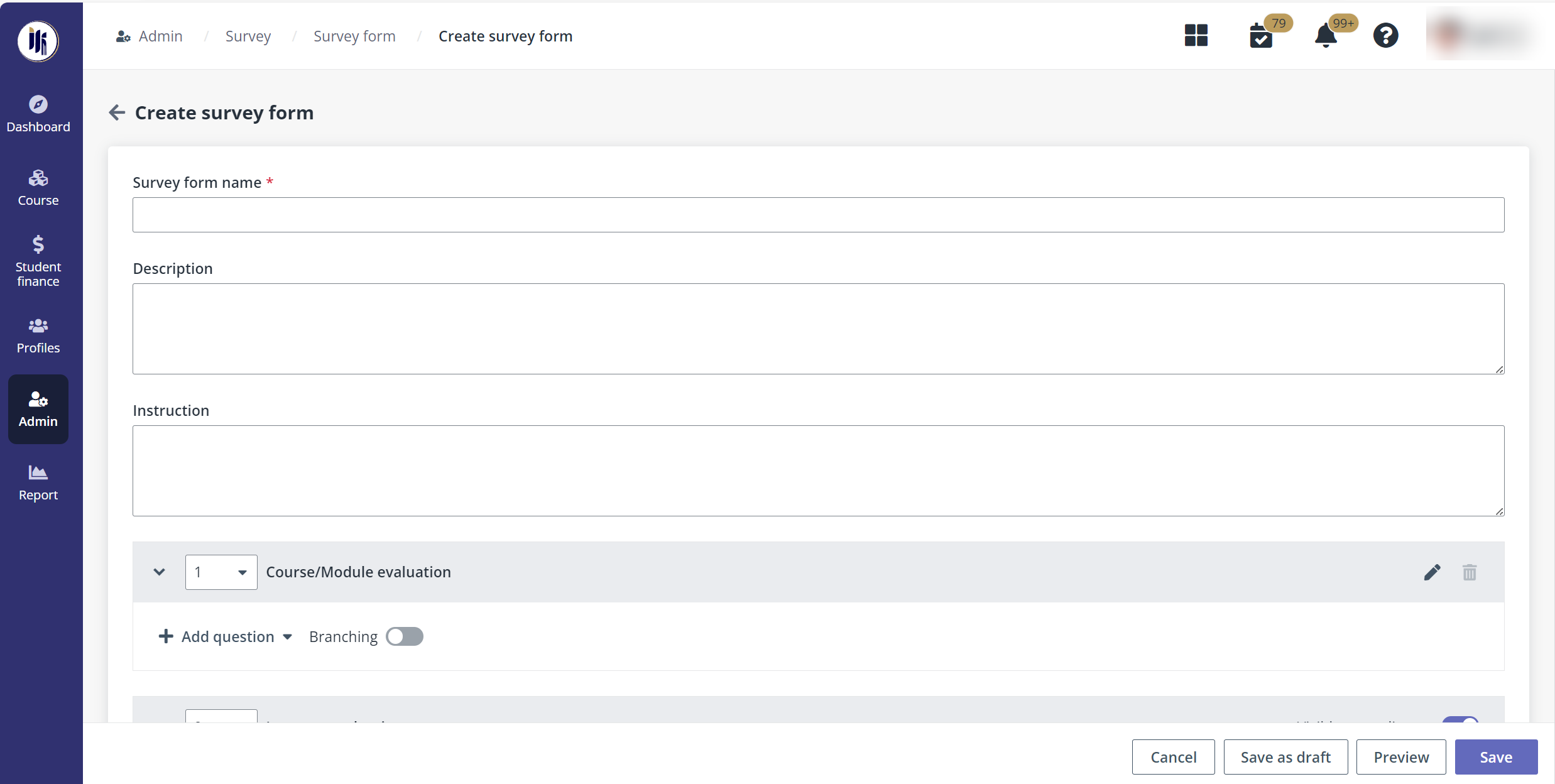 Create survey form.